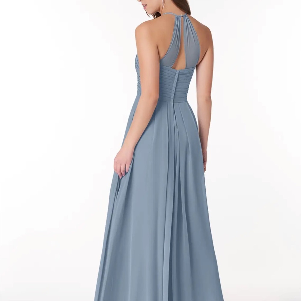 Azazie Blue Halter Maxi Dress - Picture 4 of 4